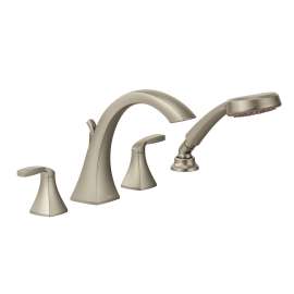 Voss Brushed nickel Two-Handle High Arc Roman Tub Faucet including Handheld Shower