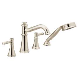 Belfield Polished nickel Two-Handle Diverter Roman Tub Faucet including Handheld Shower