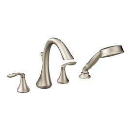 Eva Brushed nickel Two-Handle High Arc Roman Tub Faucet including Handheld Shower