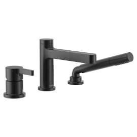 Vichy Matte black one-handle low arc roman tub faucet includes hand shower