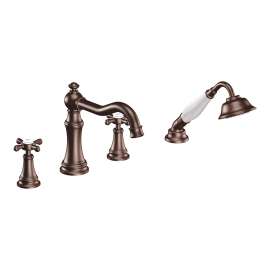 Weymouth Oil rubbed bronze Two-Handle Diverter Roman Tub Faucet including Handheld Shower, TS21102ORB