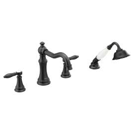 Weymouth Matte black Two-Handle Diverter Roman Tub Faucet including Handheld Shower