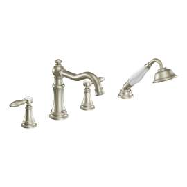 Weymouth Brushed nickel Two-Handle Diverter Roman Tub Faucet including Handheld Shower