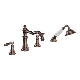 Weymouth Oil rubbed bronze Two-Handle Diverter Roman Tub Faucet including Handheld Shower, TS21104ORB