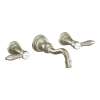 Weymouth Brushed Nickel Two-Handle High Arc Wall Mount Bathroom Faucet, TS42106BN