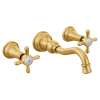 Weymouth Brushed Gold Two-Handle High Arc Wall Mount Bathroom Faucet