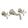 Weymouth Brushed Nickel Two-Handle High Arc Wall Mount Bathroom Faucet
