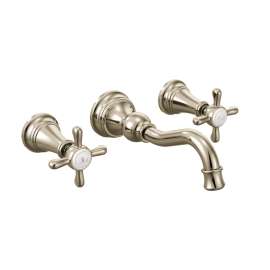 Weymouth Polished Nickel Two-Handle High Arc Wall Mount Bathroom Faucet