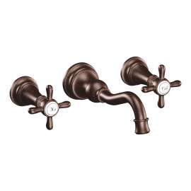 Weymouth Oil Rubbed Bronze Two-Handle High Arc Wall Mount Bathroom Faucet, TS42112ORB