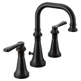 Colinet Matte black two-handle high arc bathroom faucet, TS44102BL