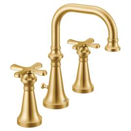 Colinet Brushed gold two-handle high arc bathroom faucet, TS44103BG