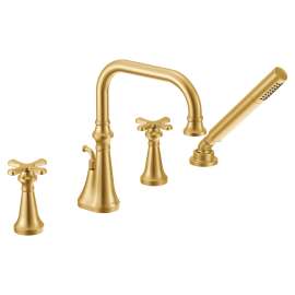Colinet Brushed gold two-handle high arc roman tub faucet