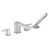 90 Degree Chrome two-handle high arc roman tub faucet includes hand shower