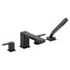 90 Degree Matte black two-handle high arc roman tub faucet includes hand shower