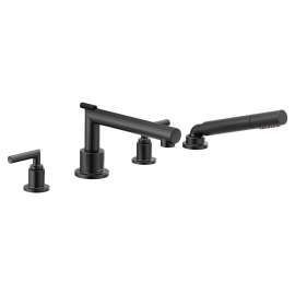 Arris Matte black Two-Handle Diverter Roman Tub Faucet including Handheld Shower, TS93004BL