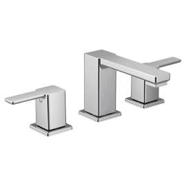 90 Degree Chrome two-handle high arc bathroom faucet