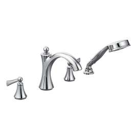 T654-M Wynford Chrome Two-Handle Roman Tub Faucet Includes Hand Shower