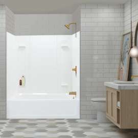 K-3060R-557WHT 60-in x 30-in Tub/Shower Kit with Right Drain, White