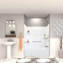 K-3060R-680WHTBB 60-in x 30-in Tub/Shower Kit with Right Drain and Backer Boards, White