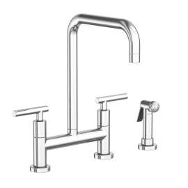 Newport Brass East Linear(R): Kitchen Bridge Faucet with Side Spray