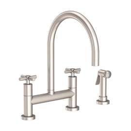 Newport Brass East Linear(R): Kitchen Bridge Faucet with Side Spray