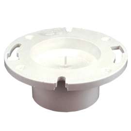 4853-KO 3 in.;4 in. x 3 in. Flush Closet Flange with Pipe Stop and Knockout - PVC DWV (Order in Multiples of 25), K355720