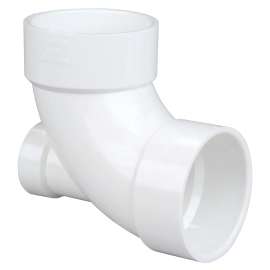 4861-LH 3 in. x 3 in. x 2 in. 90° Elbow with Low Heel Inlet Hub x Hub x Hub - PVC DWV (Order in Multiples of 20), K446000