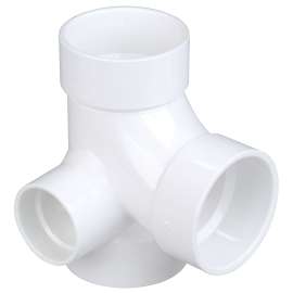 4872 3 in. x 3 in. x 3 in. x 2 in. Sanitary Tee with 90° Right Inlet Hub - PVC DWV (Order in Multiples of 10), K500350