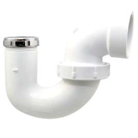 4892-C 1-1/2 in. x 1-1/2 in. P-Trap with Union Joint Hub x SJ with Chrome Nut - PVC DWV (Order in Multiples of 50), K600370