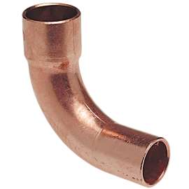 607-2-LT 3/8 in. x 3/8 in. 90° Fitting Elbow Long Radius Ftg x C - Wrot (Order in Multiples of 50), 9080150
