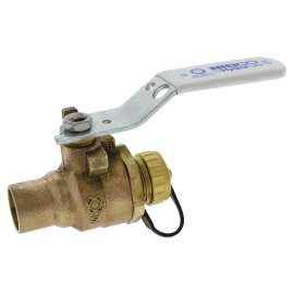 S-585-66-LF-HC 1/2 in. Two-Piece Bronze Ball Valve - Lead-Free*, Full Port, Stainless Steel Trim, Solder, Hose Connection, NJZ838X6