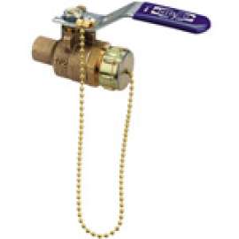 S58570HC 3/4 W/ 3/4 HOSE CAP CHAIN, Two-Piece Bronze Ball Valve - Solder and Hose Connections, S-585-70-HC
