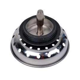 Snap-N-Tite Sink Basket Strainer, Stainless Steel Body and Basket. Locking Cup. Neoprene Stopper. Fits cast iron sinks. Length 3-3/4"