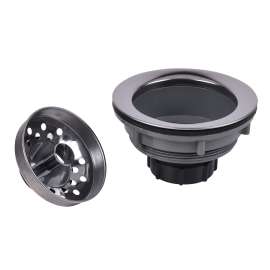 9 Economy Sink Basket Strainer, ABS Body w/ Stainless Steel Rim and Basket. Rubber Stopper w/ Plastic Post, ABS Locknut