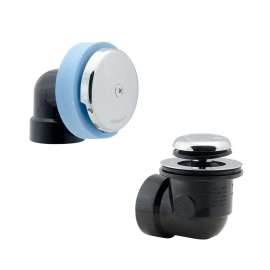 DBlue Half Kit, Schedule 40 - ABS Touch-Toe Stopper w/ Brushed Nickel Finish Trim and Test Plug