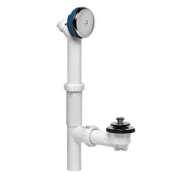 P8227C Plastic Tubular Uni-Lift Bath Waste Kit Condensate Top Elbow, White, Chrome Plated