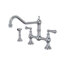 Edwardian(TM) Extended Spout Bridge Kitchen Faucet With Side Spray, U.4764L-APC-2