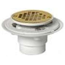 Shower Drain 2in or 3in PVC SpgXH with Round Polished Brass Strainer