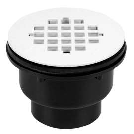 Shower Drain 2in ABS 2-Part Hub End with Plastic Strainer