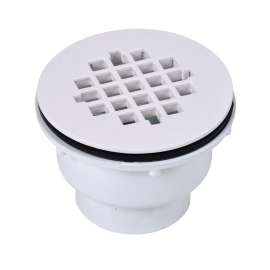 Shower Drain 2in PVC 2-Part with Plastic Strainer
