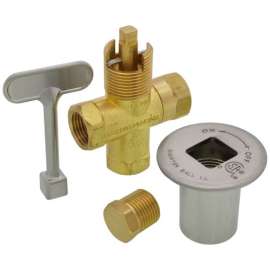 1/2-in Universal Gas Log Lighter Valve with Key and Nut, Brushed Nickel, QB-LLBN