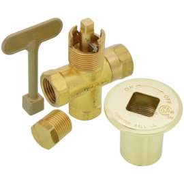 1/2-in Universal Gas Log Lighter Valve with Key and Nut, Polished Brass, QB-LLPB