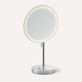 Freestanding Magnification Mirror, Lit, 5X Magnification, Chrome