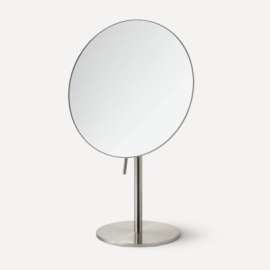 Freestanding Magnification Mirror, 5X Magnification, Satin Nickel