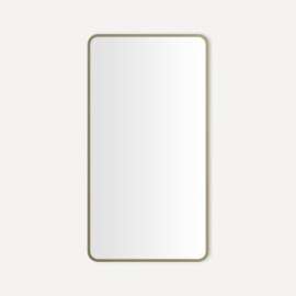 Round Corner Metal Cabinet, 24" x 44" x 4", Aged Brass, Electric Upgrade: Magnetic Strip, Interior Lighting, USB Charging Ports, Electrical Outlets, Phone Holder