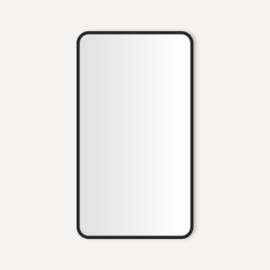 Round Corner Metal Mirror, 20" x 34" x 1-3/4", Matte Black