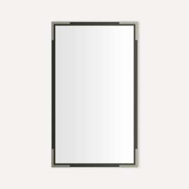 Industrial Metal Mirror, 24" x 40" x 1-3/4", Iron Black with Brushed Pewter
