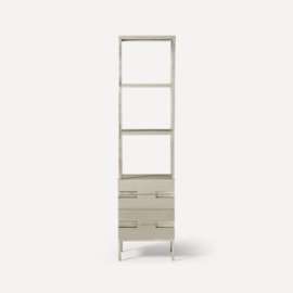 Sendai Linen Cabinet, 20" x 80" x 16", Natural Gray with Brushed Pewter