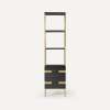 Sendai Linen Cabinet, 20" x 80" x 16", Matte Black Oak with Aged Brass