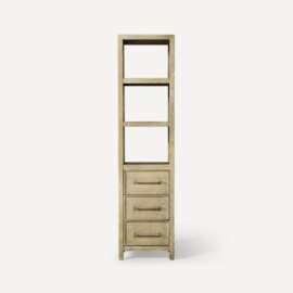 Skaarsgard Linen Cabinet, 20" x 80" x 16", Rustic Oak with Brushed Pewter